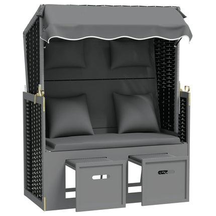Strandkorg med dyna konstrotting och massivt trä antracit&svart