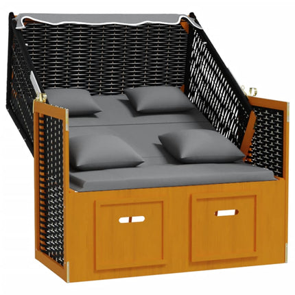 Strandkorg med dyna konstrottning massivt trä svart & antracit