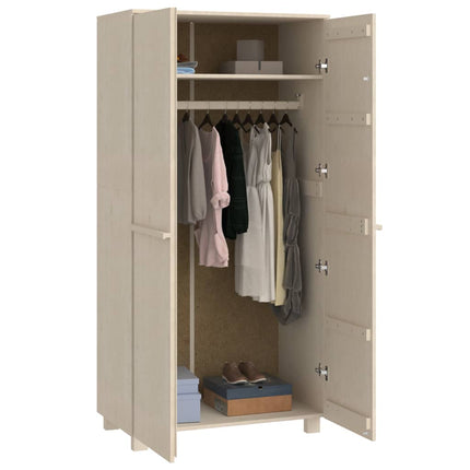 Garderob HAMAR honungsbrun 89x50x180 cm massiv furu