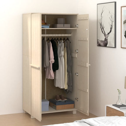 Garderob HAMAR honungsbrun 89x50x180 cm massiv furu