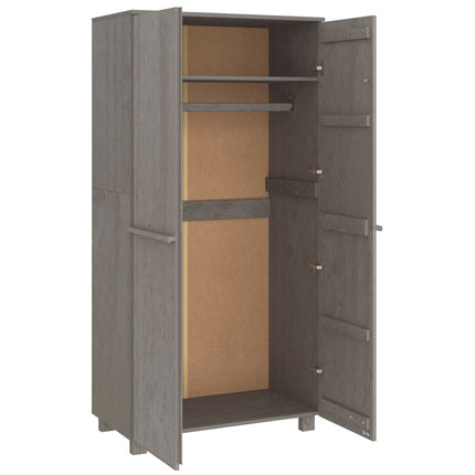 Garderob HAMAR ljusgrå 89x50x180 cm massiv furu