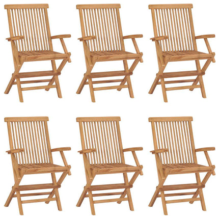 Hopfällbara trädgårdsstolar 6 st massiv teak