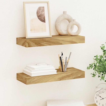 Vägghyllor 2 st 40x15x4 cm massivt teakträ
