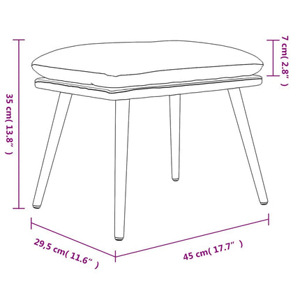 Fotpall vinröd 45x29,5x35 cm sammet