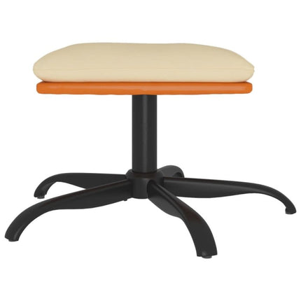 Fotpall gräddvit 60x60x36 cm tyg och konstläder