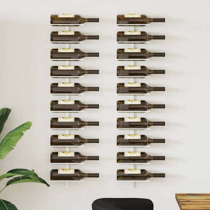 Väggmonterat vinställ för 10 flaskor 2 st vit metall