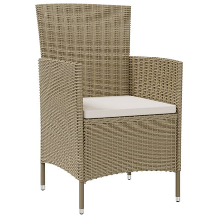 Matgrupp för trädgården med dynor 9 delar konstrotting beige