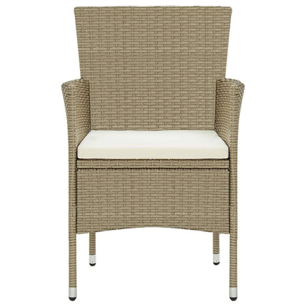 Matgrupp för trädgården med dynor 5 delar konstrotting beige