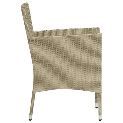 Matgrupp för trädgården med dynor 7 delar konstrotting beige