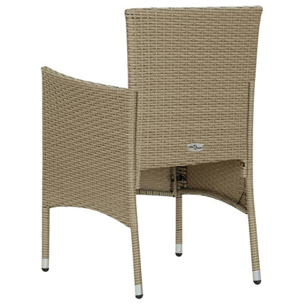 Matgrupp för trädgården med dynor 7 delar konstrotting beige