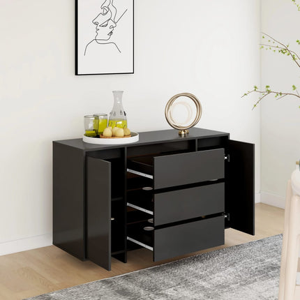 Skänk med 3 lådor svart 120x41x75 cm konstruerat trä