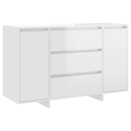 Skänk med 3 lådor vit högglans 120x41x75 cm konstruerat trä