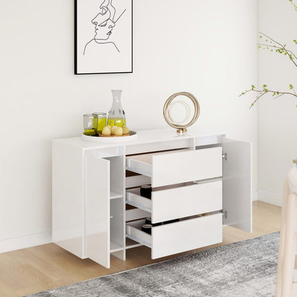 Skänk med 3 lådor vit högglans 120x41x75 cm konstruerat trä