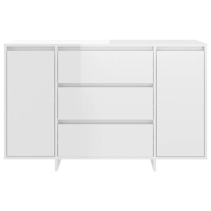 Skänk med 3 lådor vit högglans 120x41x75 cm konstruerat trä