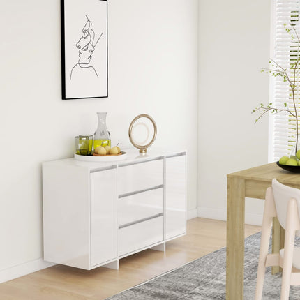 Skänk med 3 lådor vit högglans 120x41x75 cm konstruerat trä