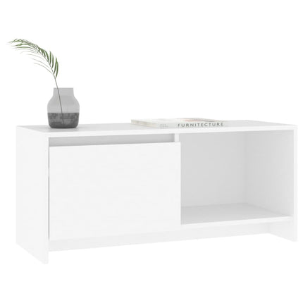 Tv-bänk vit 90x35x40 cm konstruerat trä