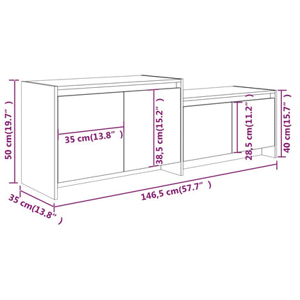 TV-bänk vit 146,5x35x50 cm konstruerat trä