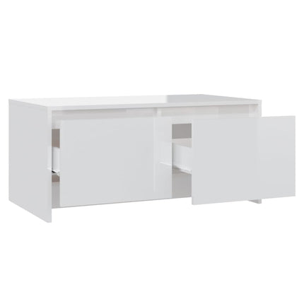 Soffbord vit högglans 90x50x41,5 cm konstruerat trä
