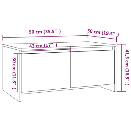 Soffbord vit högglans 90x50x41,5 cm konstruerat trä