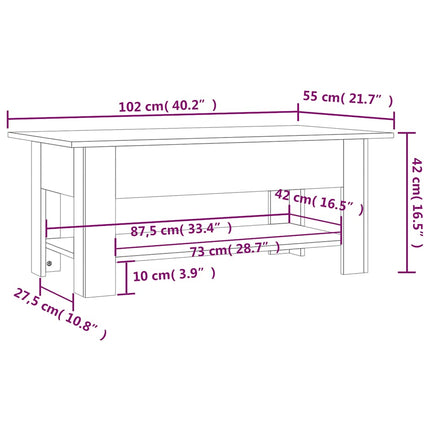 Soffbord svart 102x55x42 cm konstruerat trä