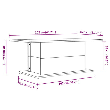 Soffbord vit 102x55,5x40 cm konstruerat trä