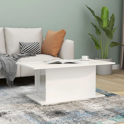 Soffbord vit högglans 102x55,5x40 cm konstruerat trä