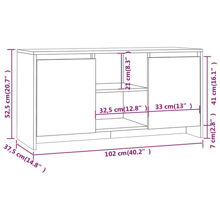 Tv-bänk grå sonoma 102x37,5x52,5 cm konstruerat trä