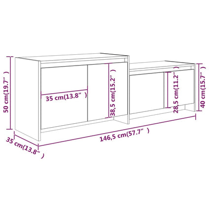 Tv-bänk rökfärgad ek 146,5x35x50 cm konstruerat trä