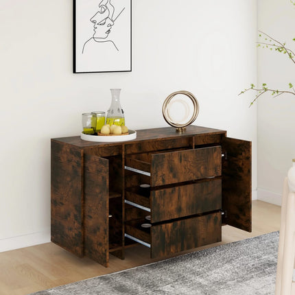 Skänk rökfärgad ek 120x41x75 cm konstruerat trä