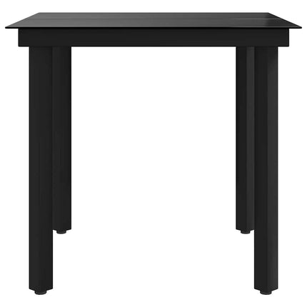 Trädgårdsbord svart 80x80x74 cm stål och glas