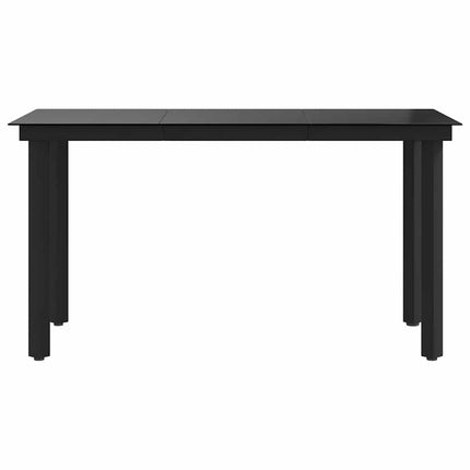 Trädgårdsbord svart 140x70x74 cm stål och glas
