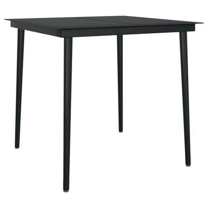 Trädgårdsbord svart 80x80x74 cm stål och glas