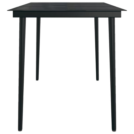 Trädgårdsbord svart 140x70x74 cm stål och glas