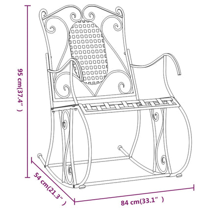 Gungbänk 84 cm svart stål
