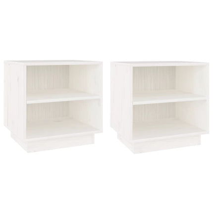 Sängbord 2 st vit 40x34x40 cm massiv furu