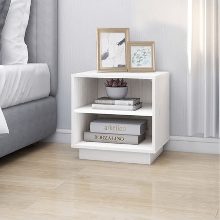 Sängbord 2 st vit 40x34x40 cm massiv furu