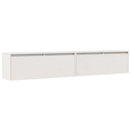 Väggskåp 2 st vit 100x30x35 cm massiv furu