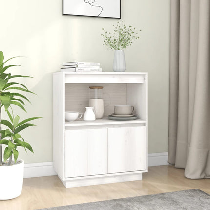 Skänk vit 60x34x75 cm massiv furu
