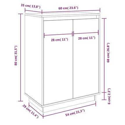 Skoskåp vit 60x35x80 cm massiv furu