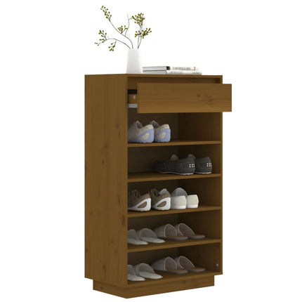 Skoskåp honungsbrun 60x34x105 cm massiv furu