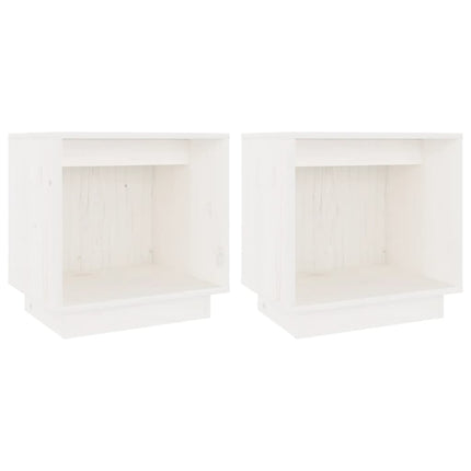 Sängbord 2 st vit 40x30x40 cm massiv furu