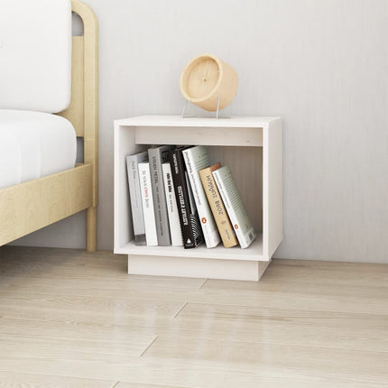 Sängbord 2 st vit 40x30x40 cm massiv furu