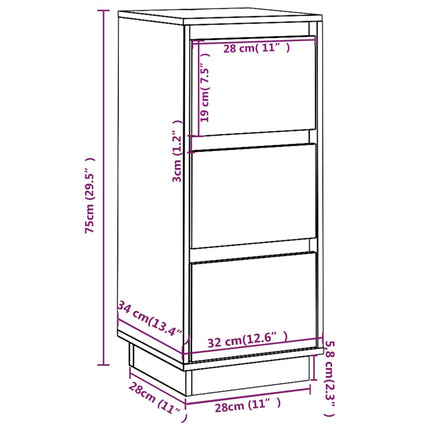 Skänk vit 32x34x75 cm massiv furu