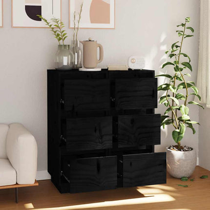 Skänk svart 2 st 32x34x75 cm massiv furu