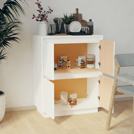 Skänk vit 60x34x75 cm massiv furu