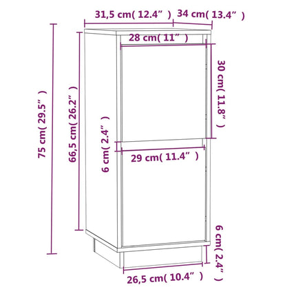 Skänk vit 31,5x34x75 cm massiv furu