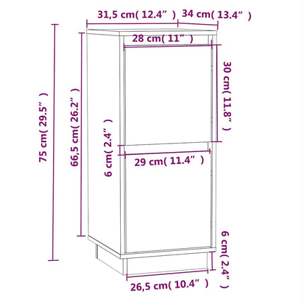 Skänkar 2 st svart 31,5x34x75 cm massiv furu