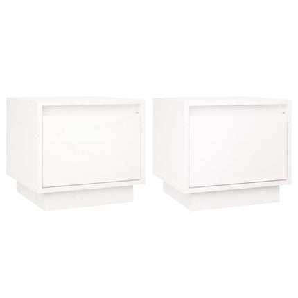 Sängbord 2 st vit 35x34x32 cm massiv furu