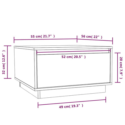 Soffbord vit 55x56x32 cm massiv furu