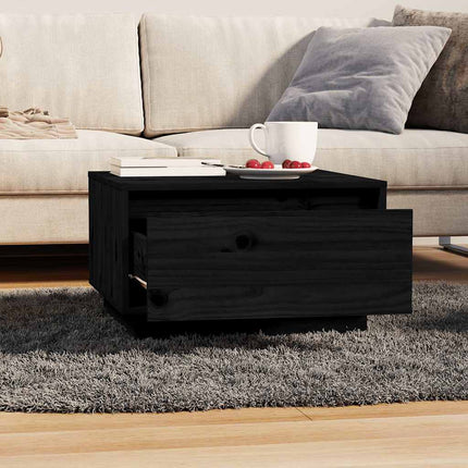 Soffbord svart 55x56x32 cm massivt furu